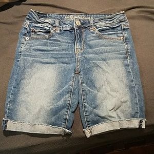 Denim midi shorts